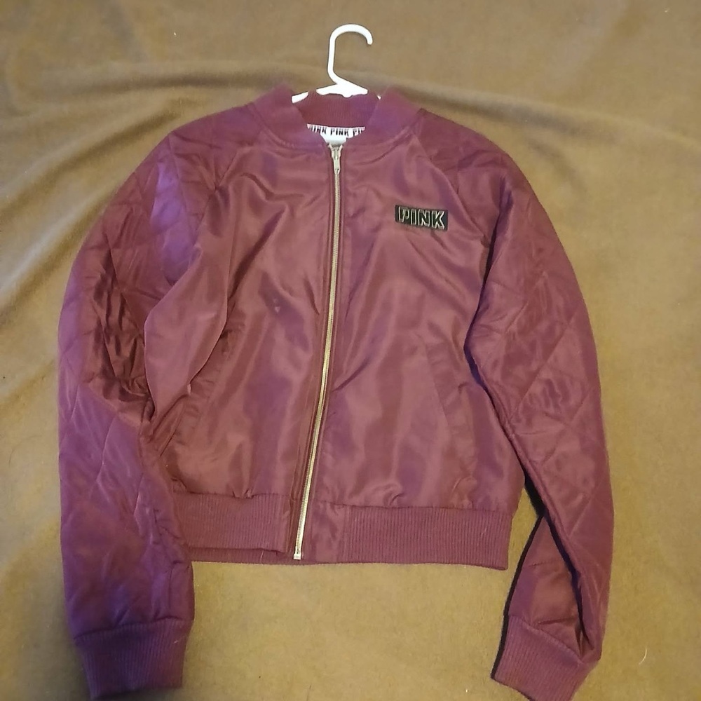 PINK Victoria's Secret Maroon Bomber Jacket